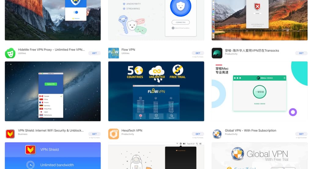 Free VPN Data Sharing: VPN apps in the Apple App Store