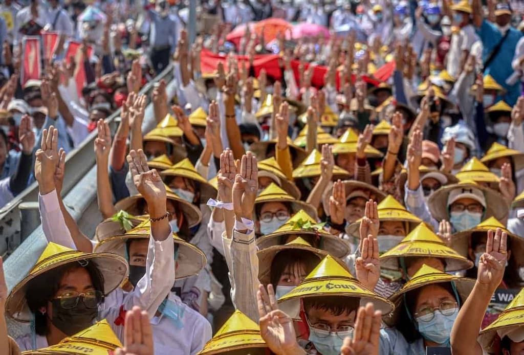 Global Cost of Internet Shutdowns header image showing Myanmar protests