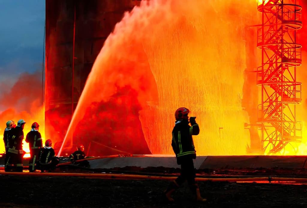 Cost of Internet Shutdowns 2022 report main image: photo of fire in Lviv, Ukraine after Russian bombing