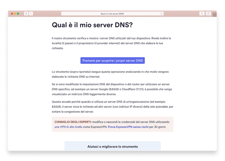 Qual è il mio server DNS?