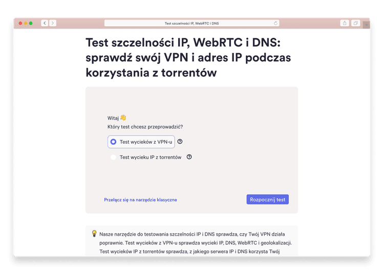 Test wycieków IP