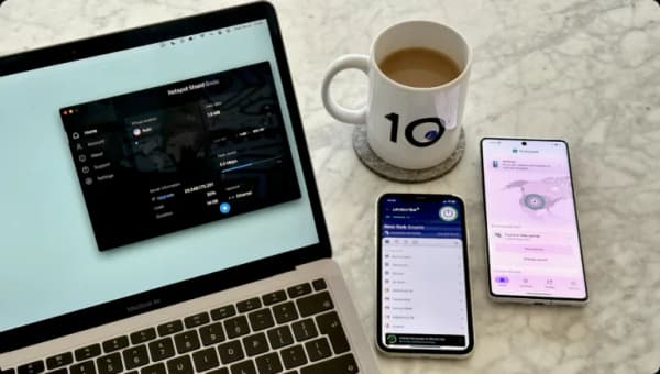 Les meilleurs services VPN gratuits : ProtonVPN sur un téléphone Android, Windscribe sur un iPhone et Hotspot Shield Basic sur un MacBook Air