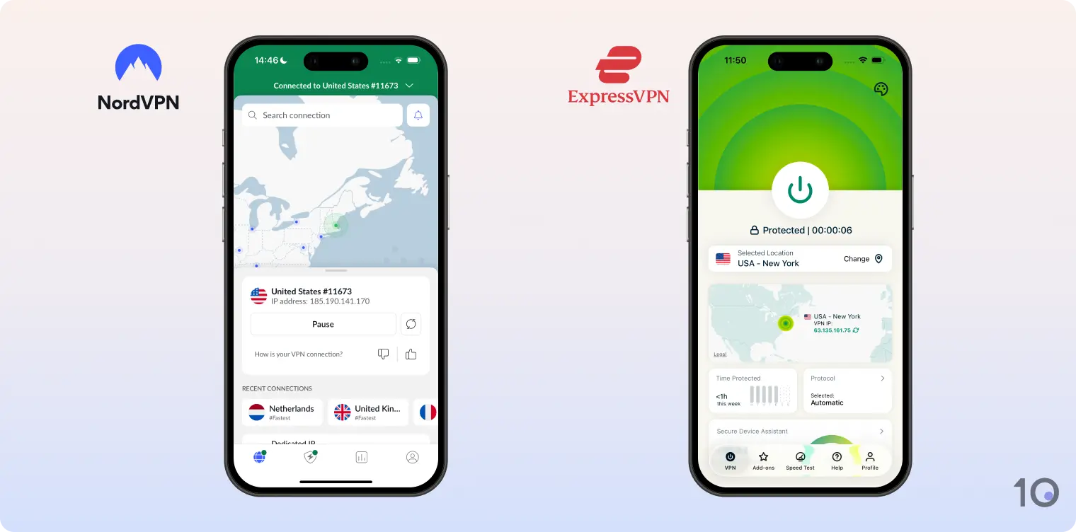 NordVPN vs ExpressVPN on iOS