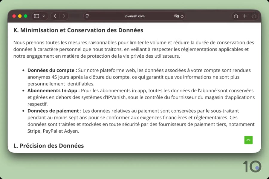 Politique de confidentialité d’IPVanish