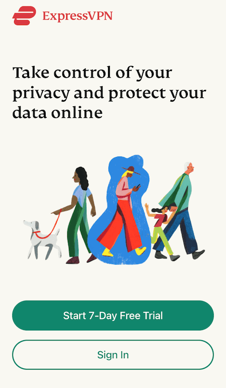 Registrazione per la prova gratuita di ExpressVPN su iOS