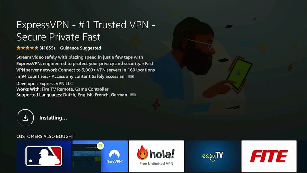 ExpressVPN installing on our Fire TV Stick