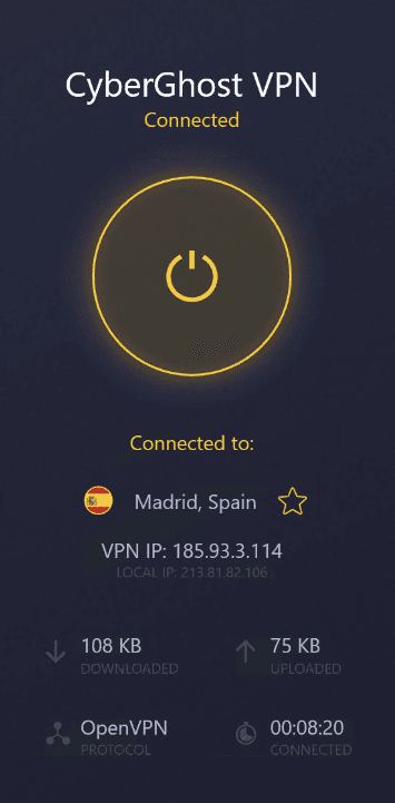 Servidores de CyberGhost en España