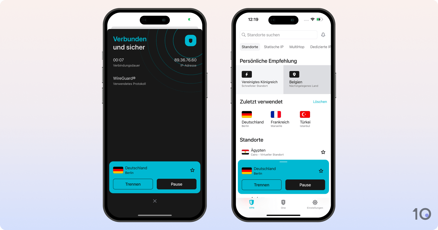 Die App von Surfshark VPN für den iOS