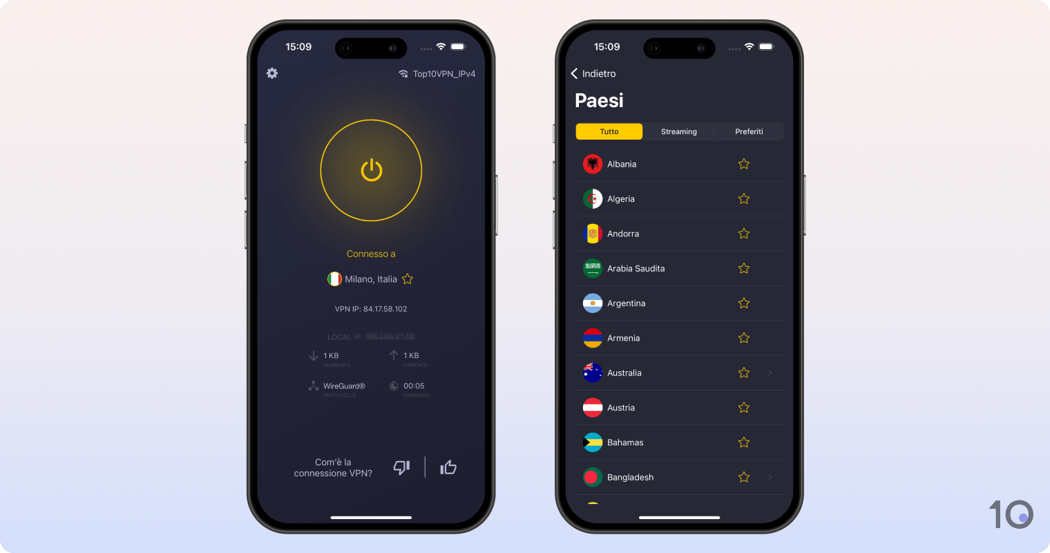 L’app di CyberGhost VPN per iOS