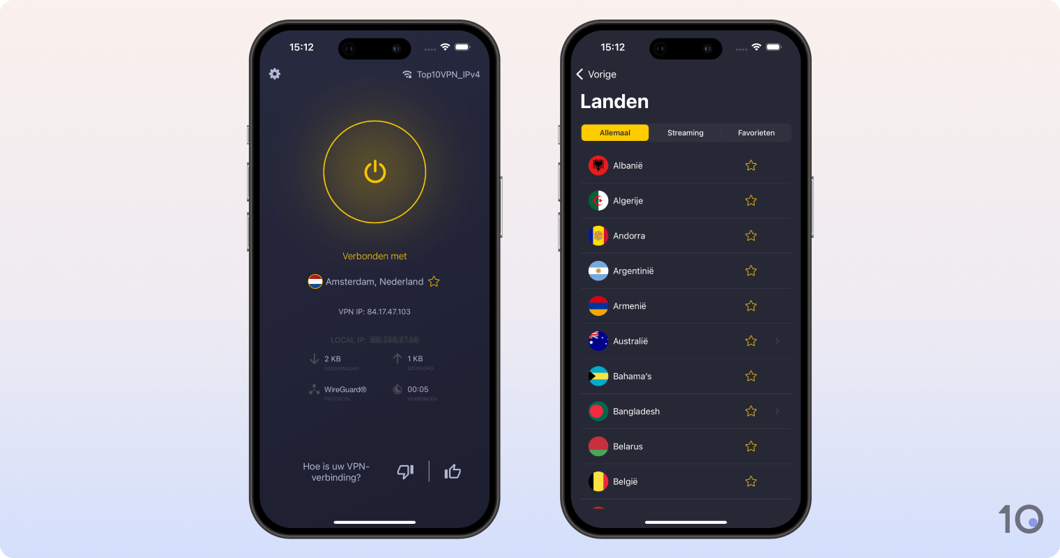 De app van CyberGhost VPN voor iOS