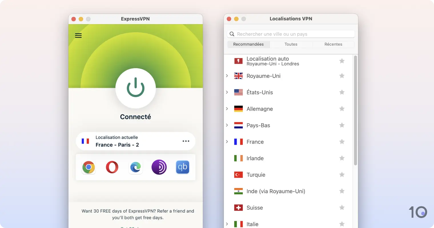 L'application VPN gratuite de ExpressVPN pour macOS