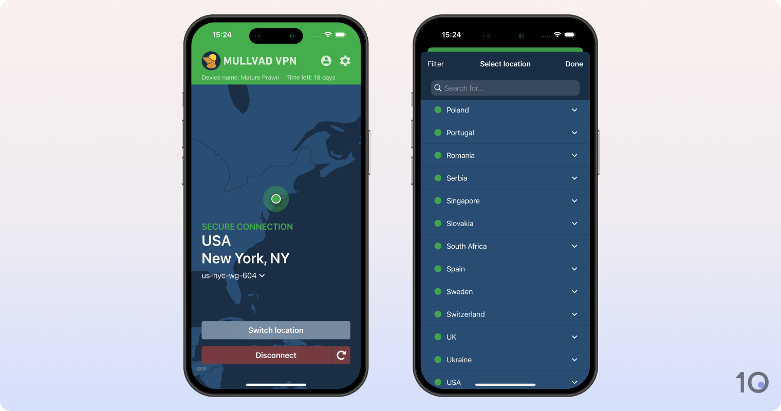 Aplicación VPN de Mullvad para iOS