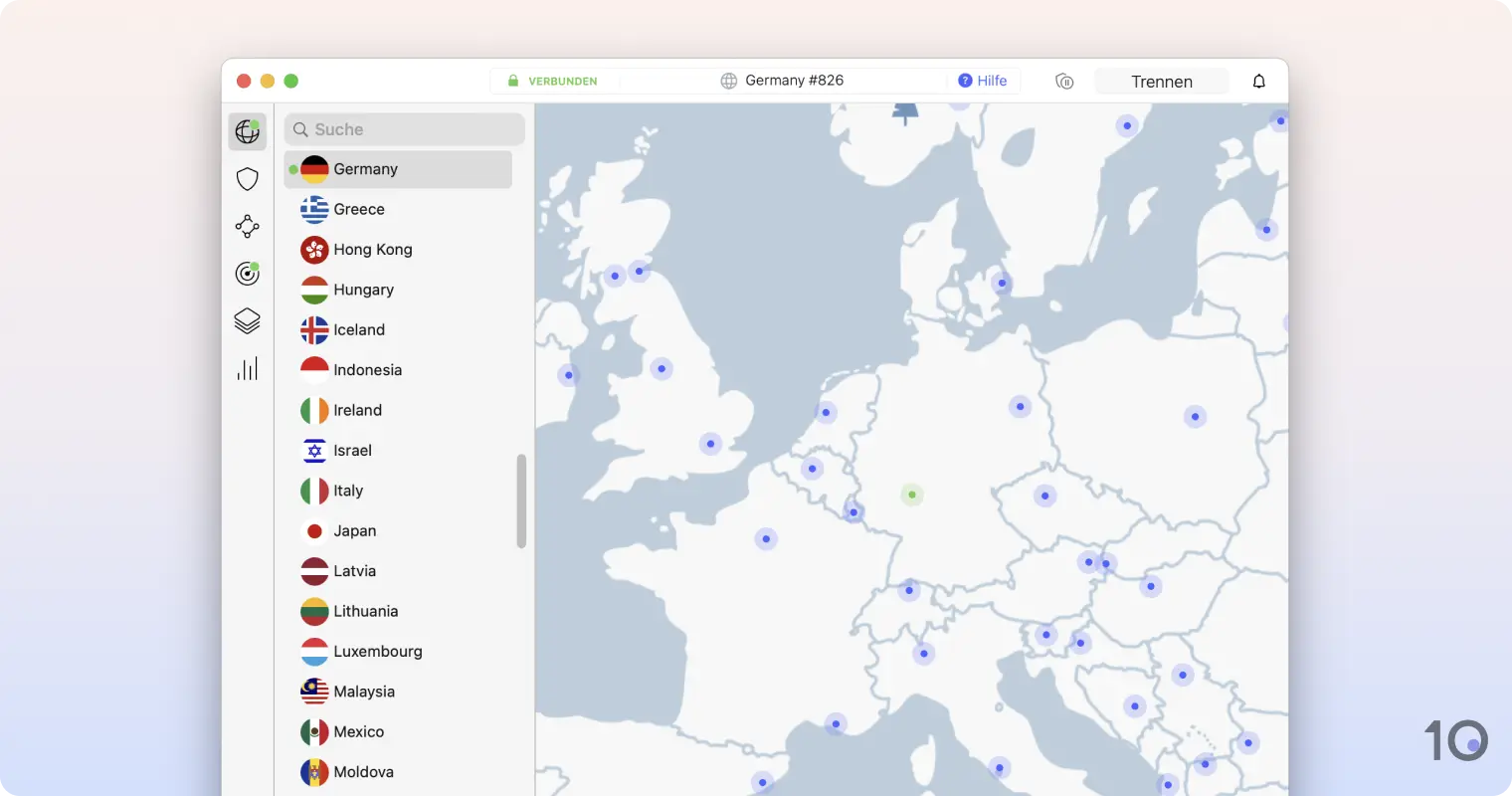 Die kostenlose App von NordVPN für macOS