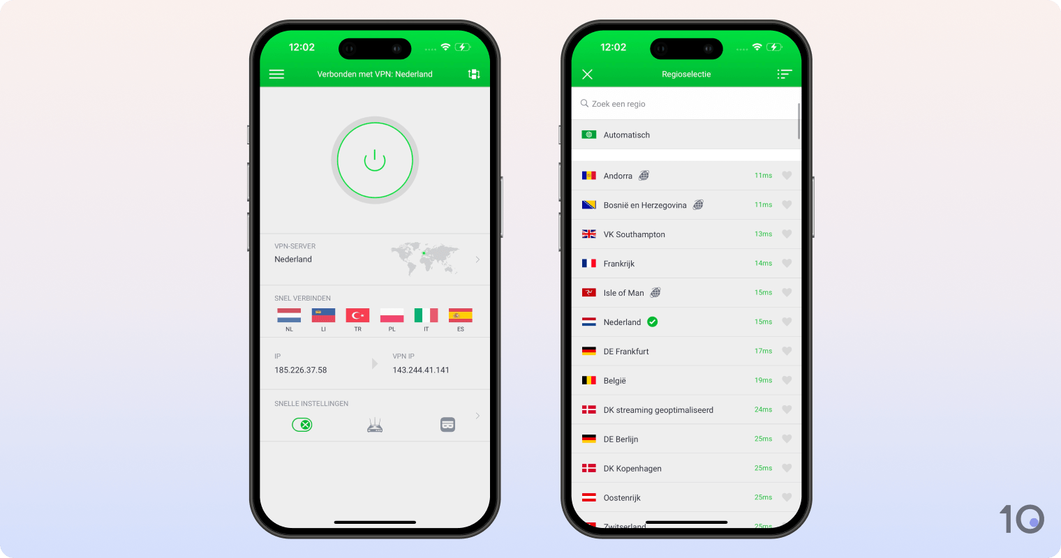 De app van PIA VPN voor iOS