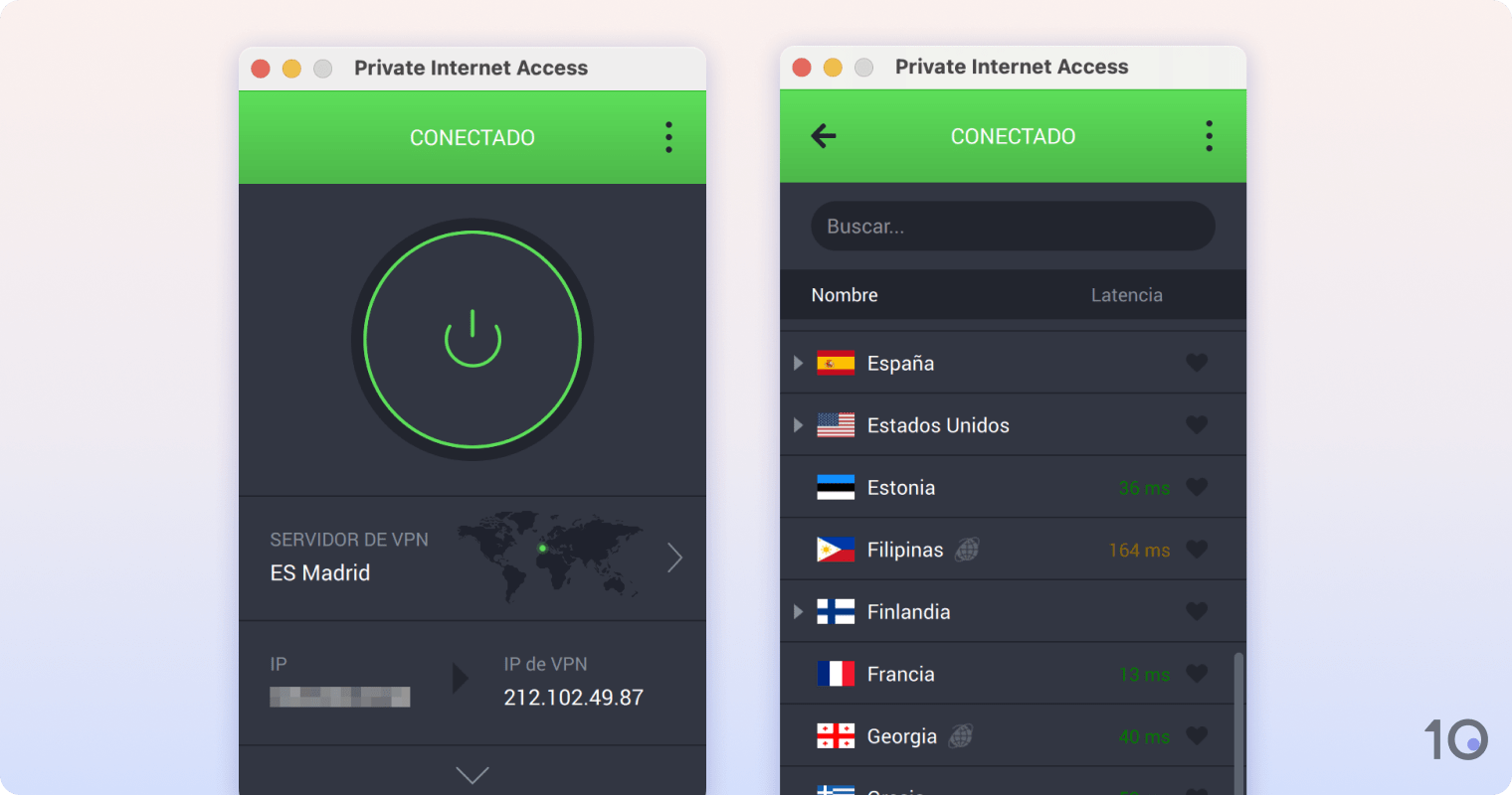 La aplicación VPN de acceso privado a Internet para macOS