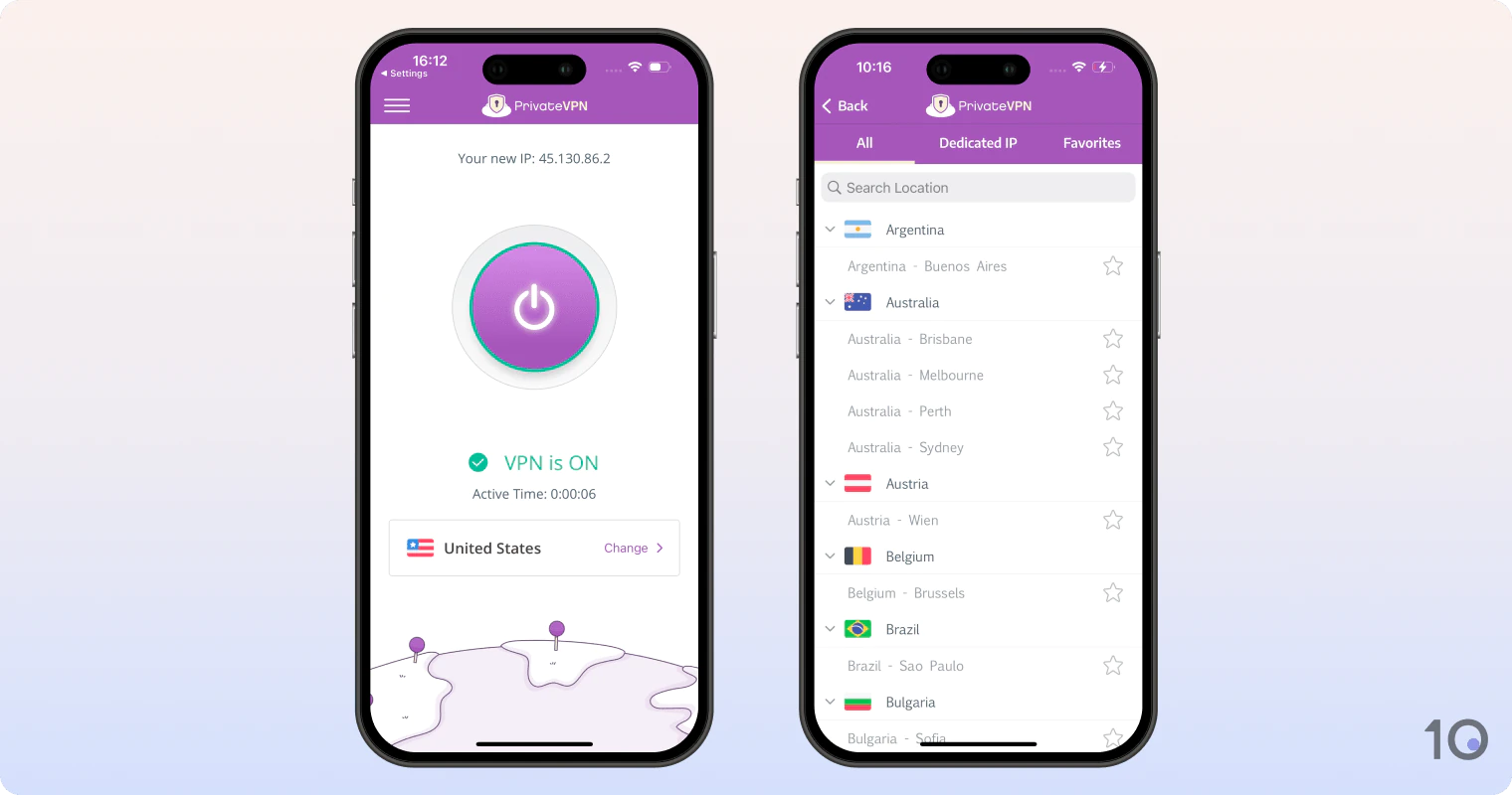 PrivateVPN's iOS Application