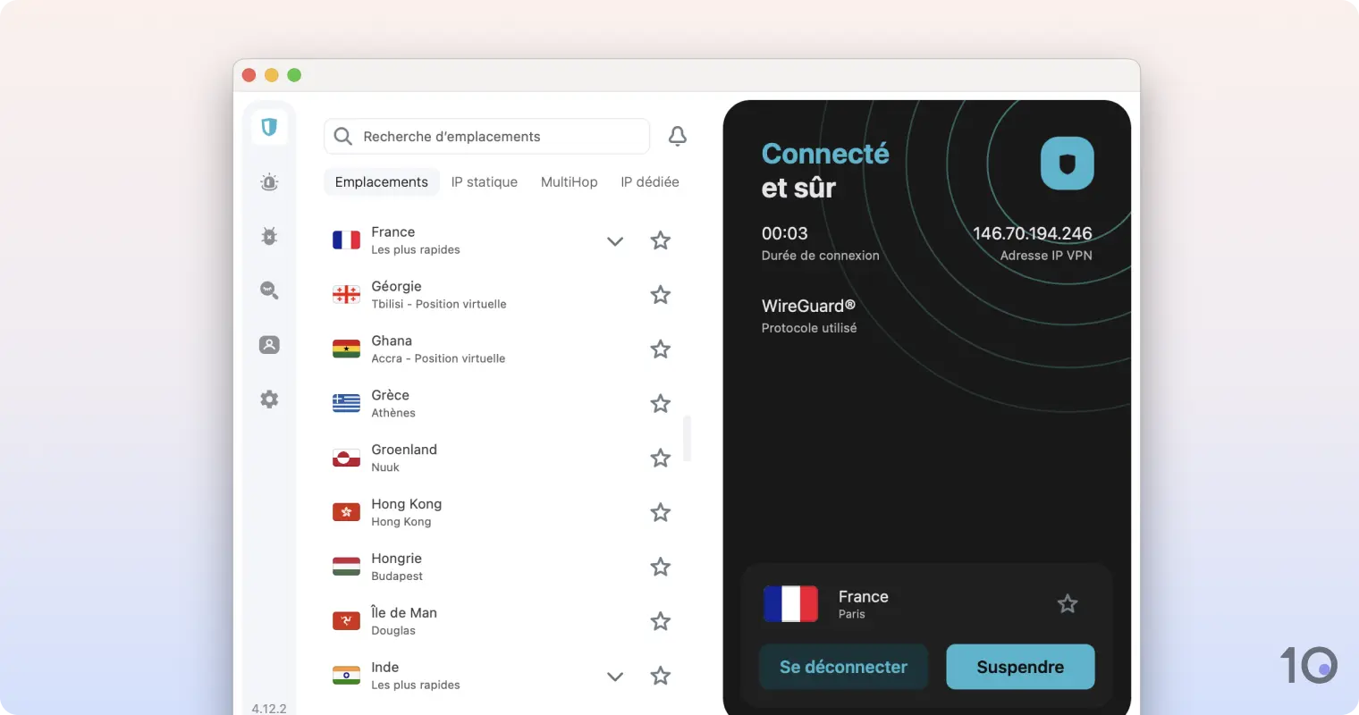 L'application VPN gratuite de SurfsharkVPN pour macOS
