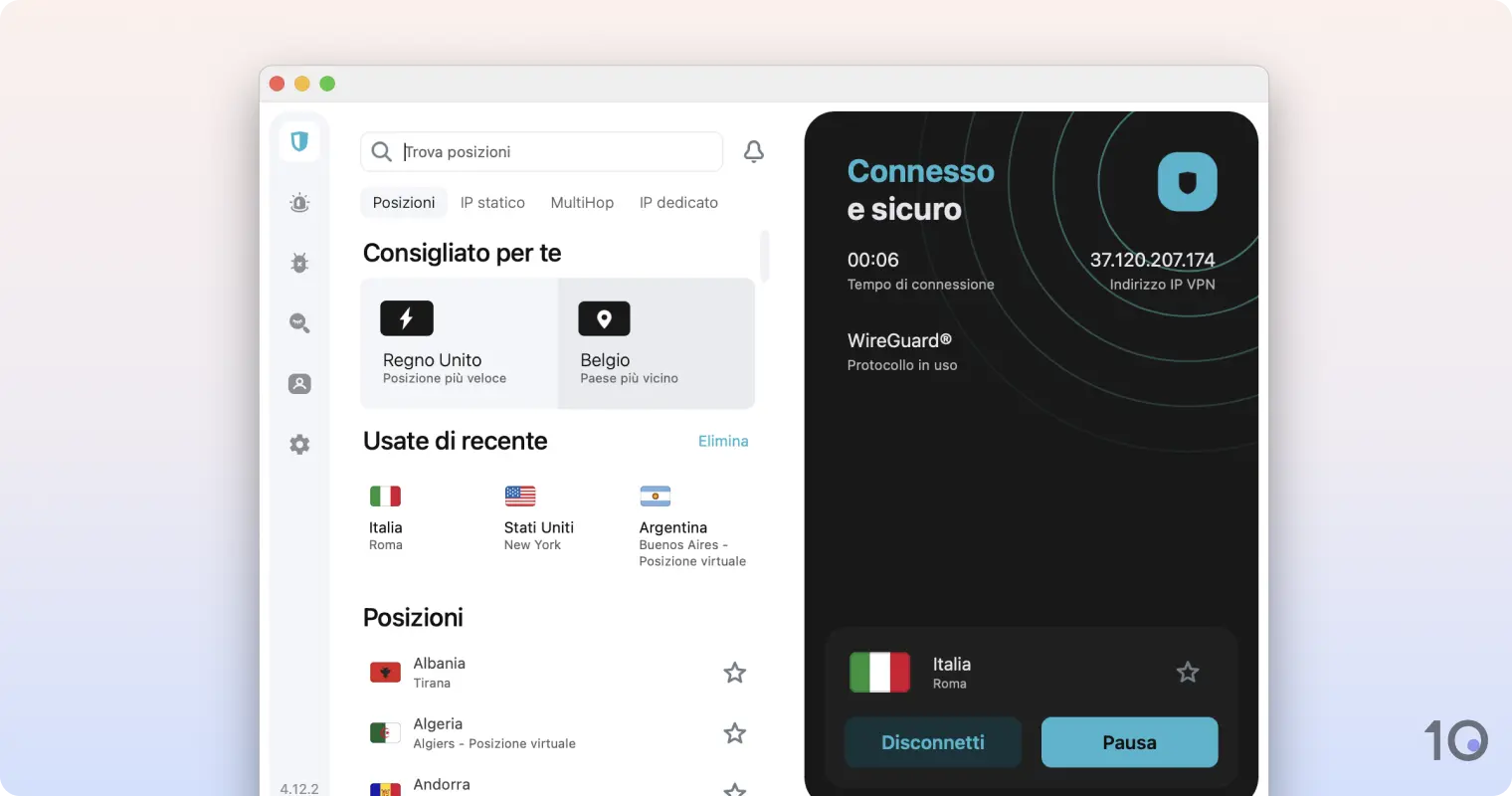 L'applicazione macOS di Surfshark