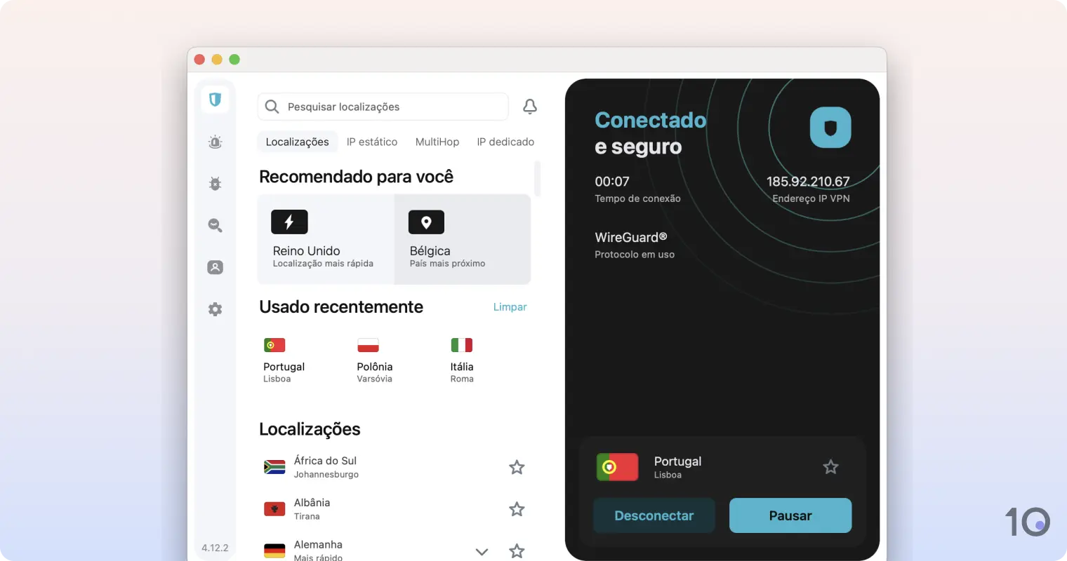 Aplicativo Mac da Surfshark VPN
