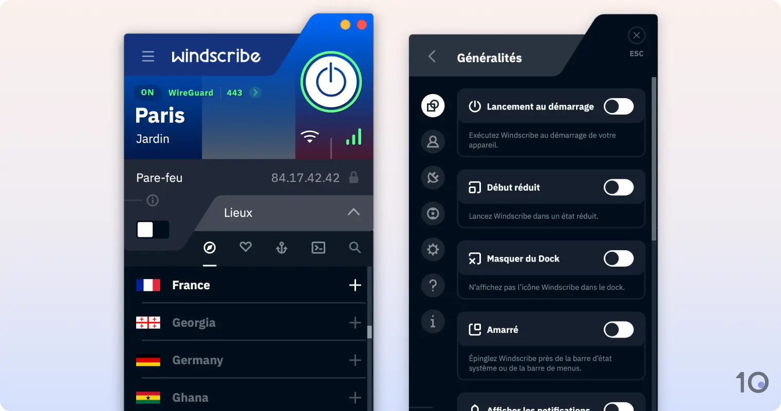 L'application VPN gratuite de Windscribe VPN pour macOS