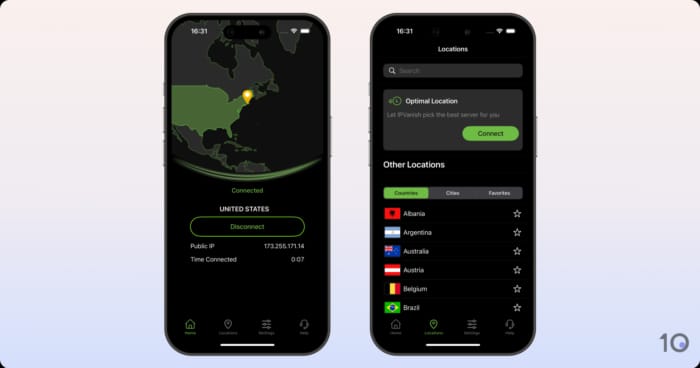 Die VPN-App von IPVanish für iOS