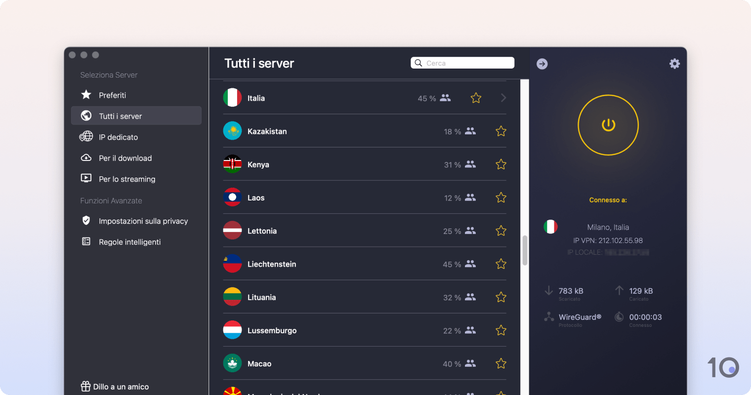 L'app VPN di CyberGhost per macOS