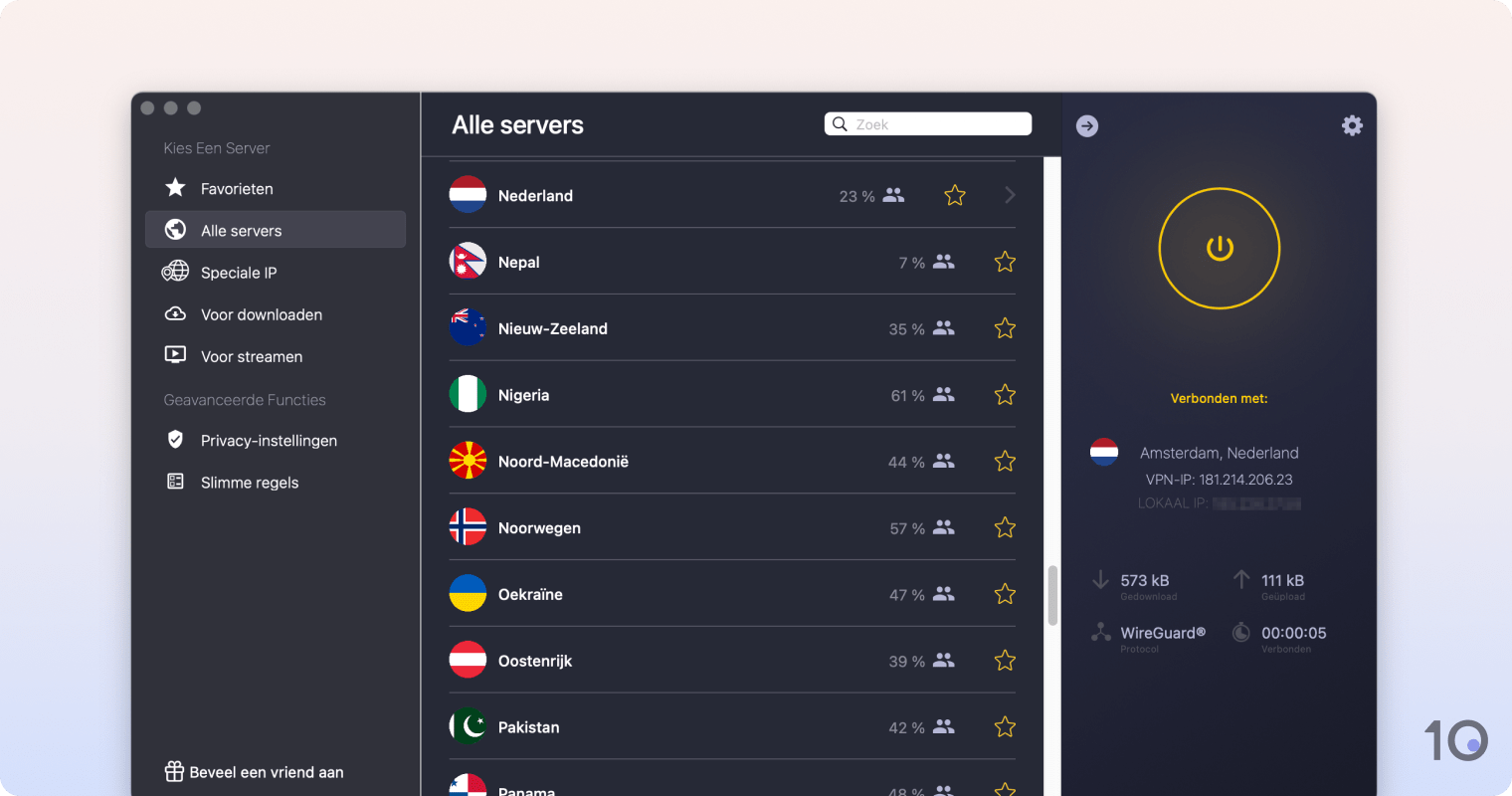 CyberGhost's app voor macOS