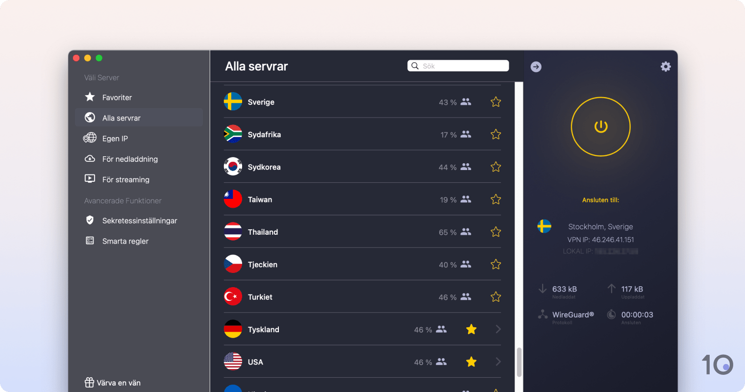 CyberGhost VPN app för macOS