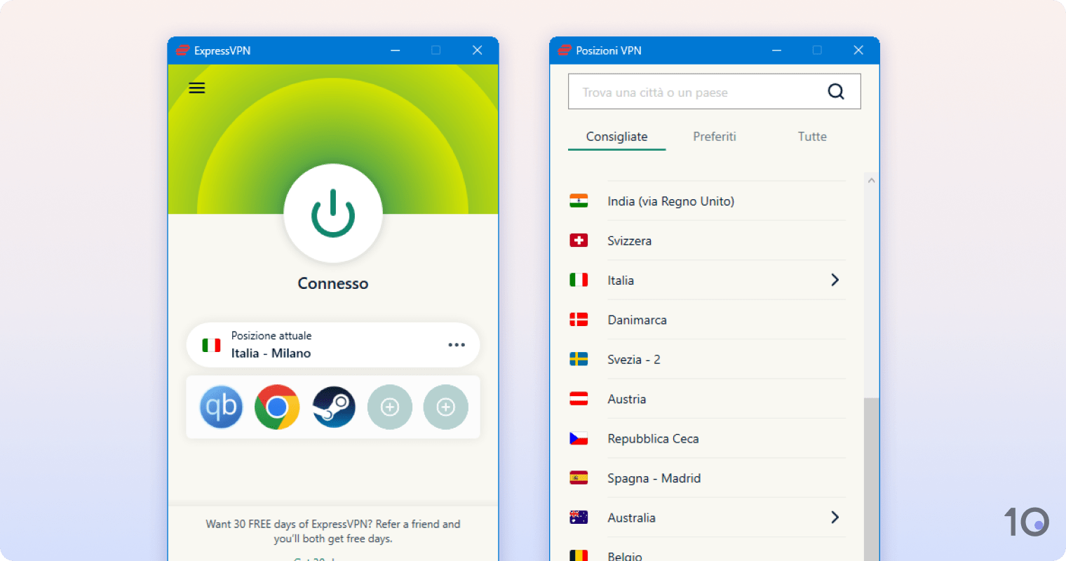 L'app di ExpressVPN per Windows
