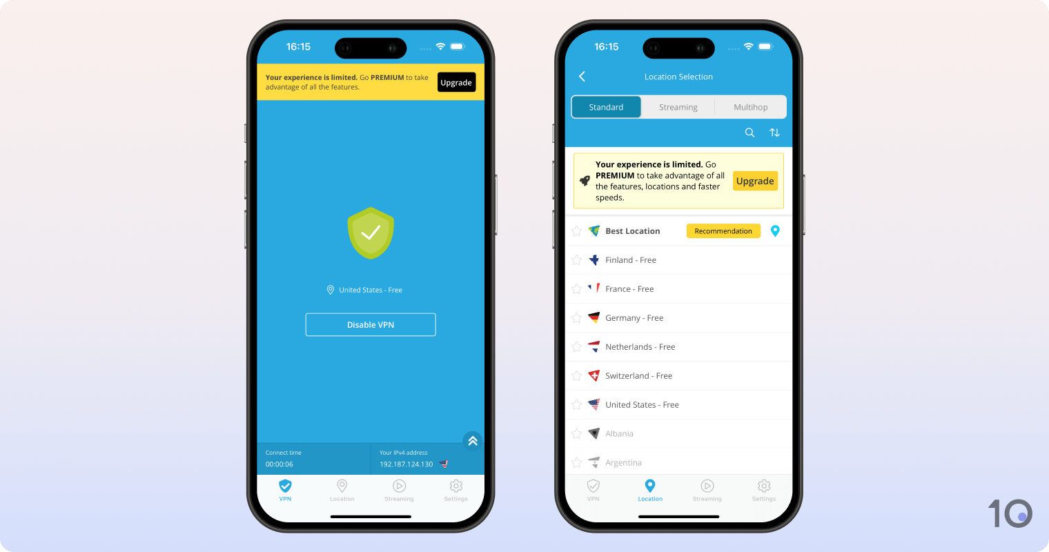 Hotspot Shield's free app for iOS