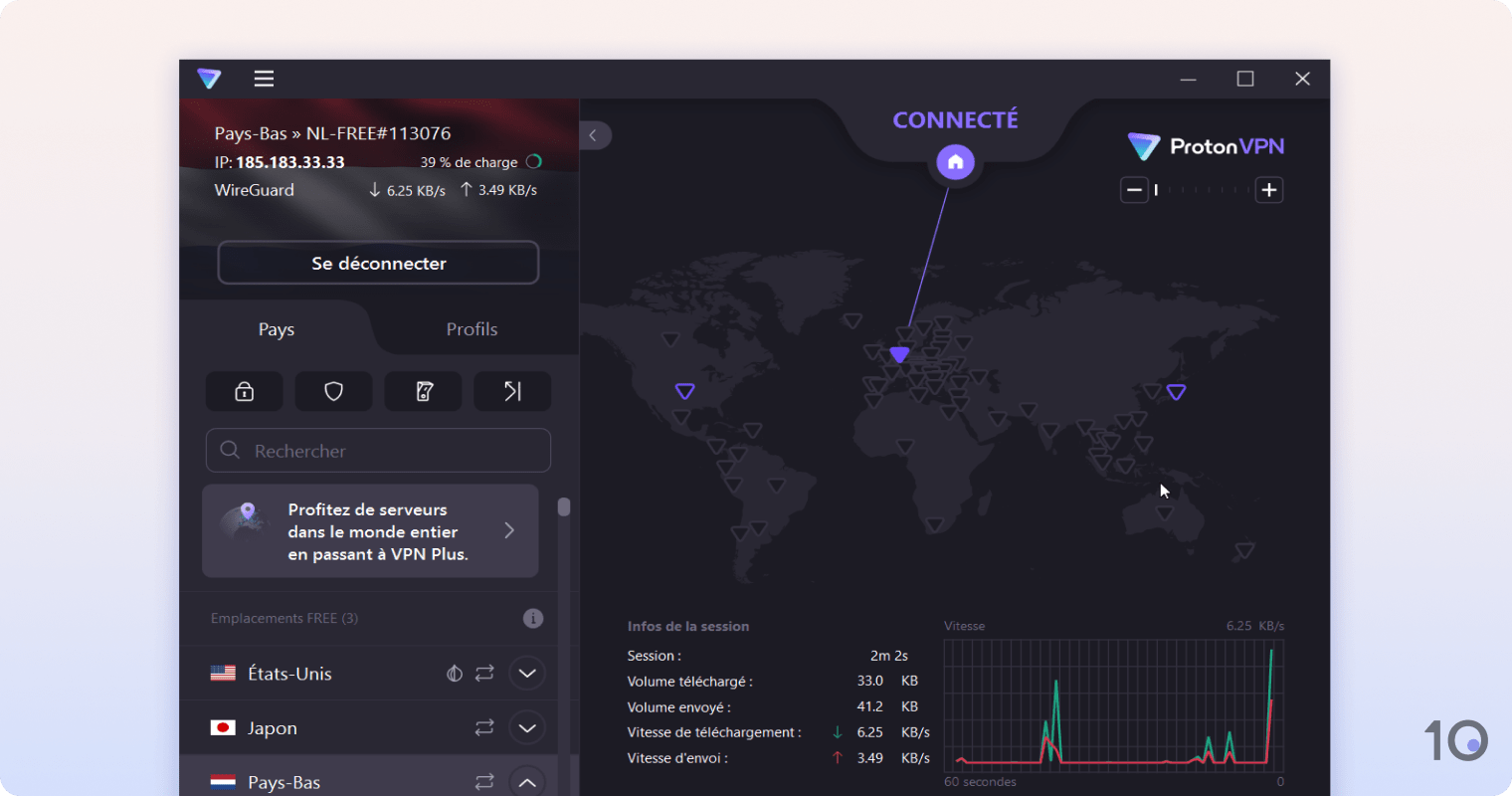 L'application gratuite de Proton VPN pour Windows