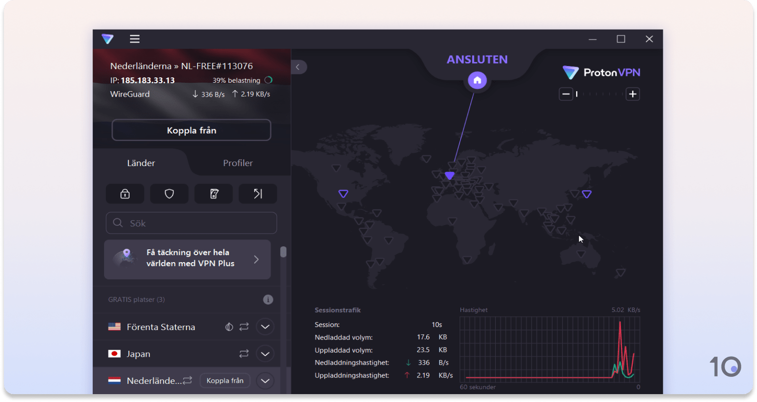 ProtonVPN Free's VPN-app för Windows