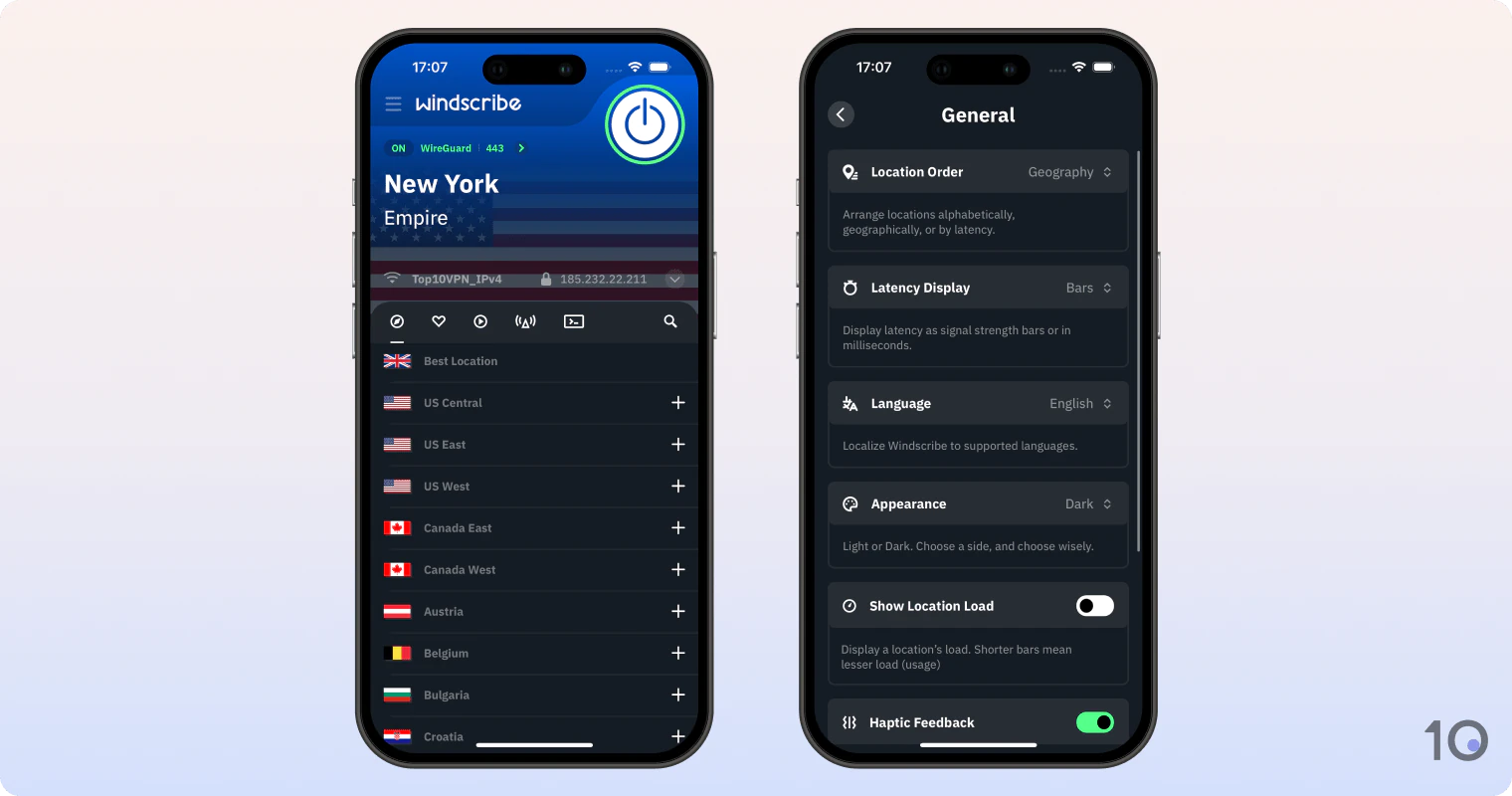 Windscribe VPN-app för iOS