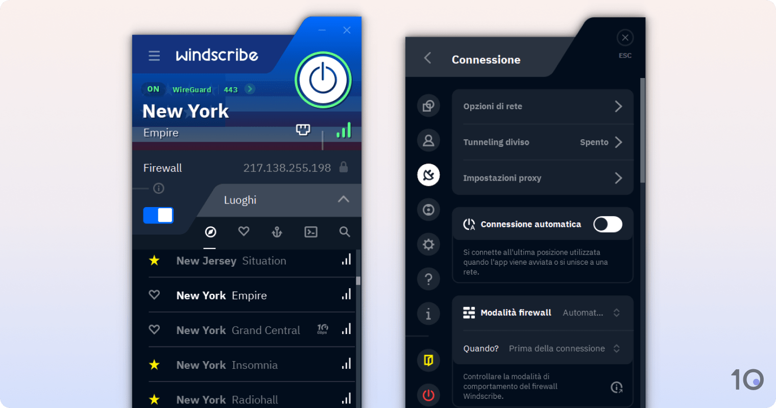 L'app VPN di Windscribe Free per Windows