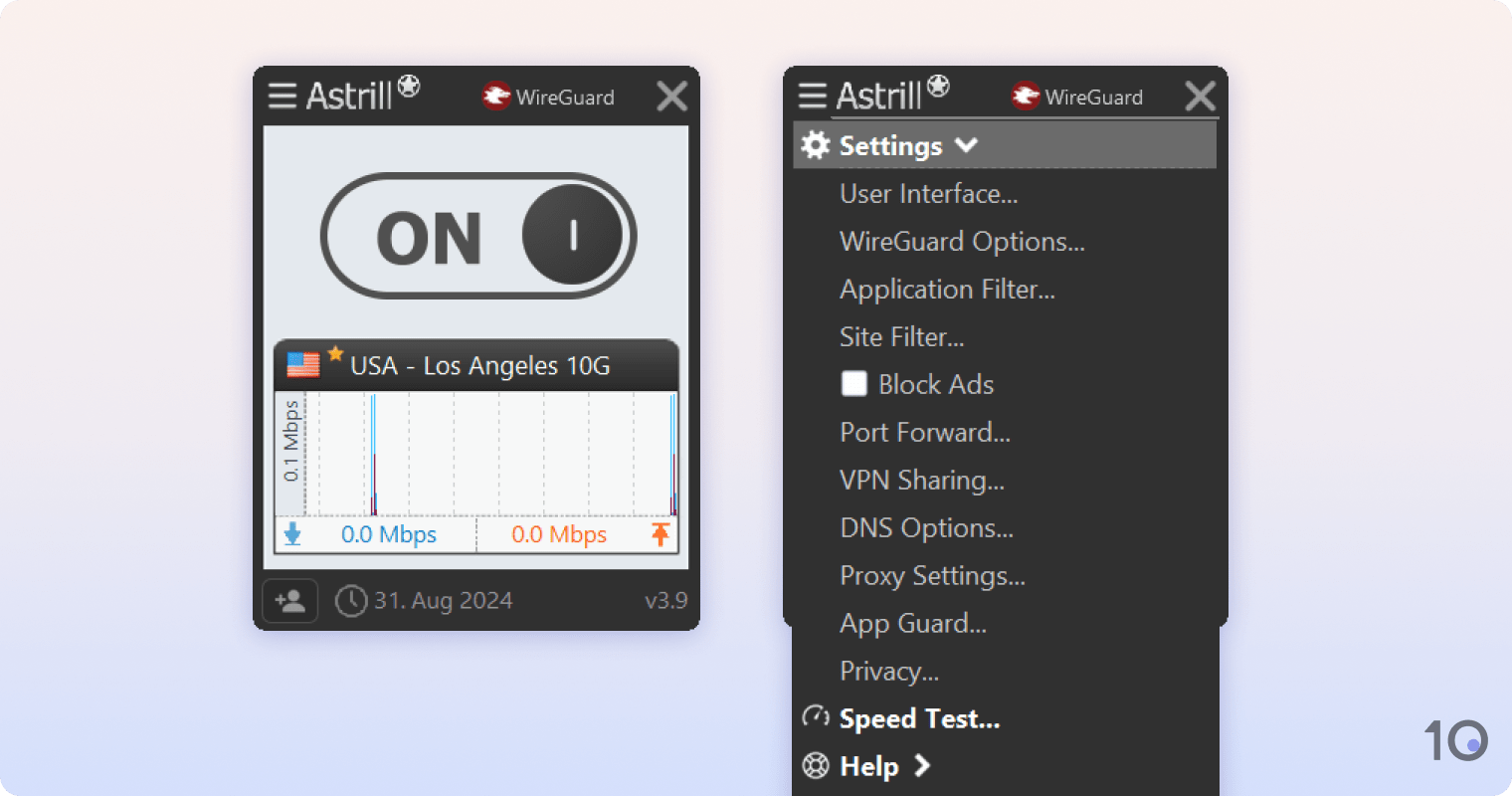 Astrill VPN's desktop app