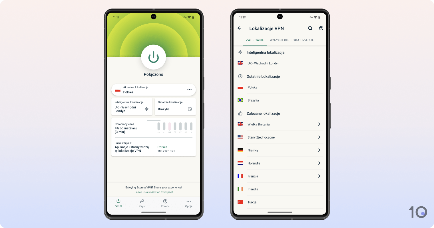 Aplikacja ExpressVPN na Androida