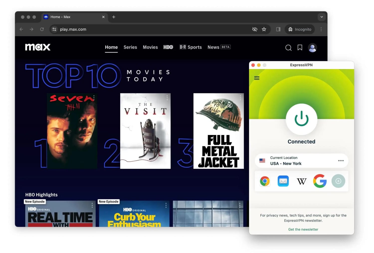 Using ExpressVPN with HBO Max