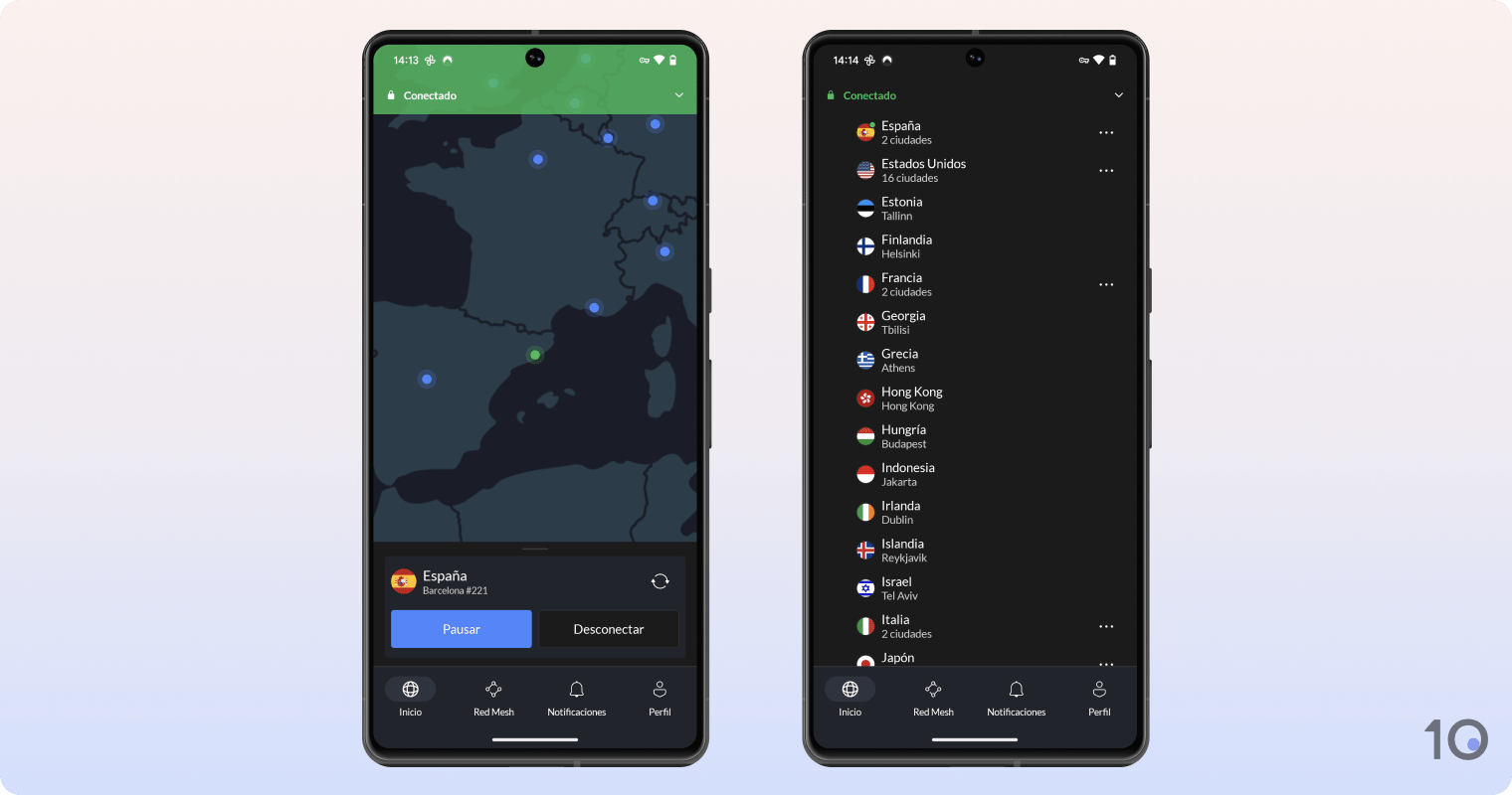 Aplicación de NordVPN para Android