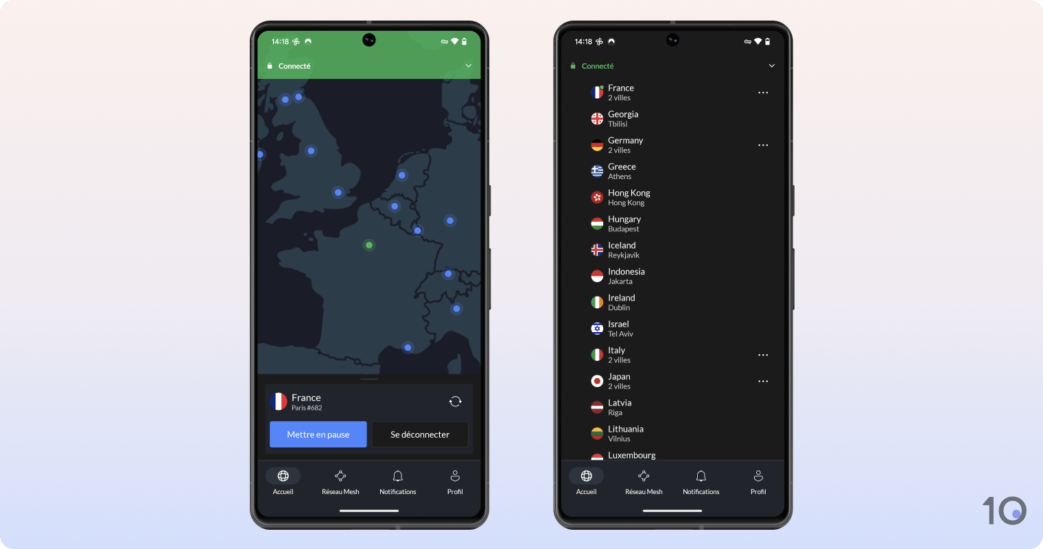 L'application NordVPN pour Android