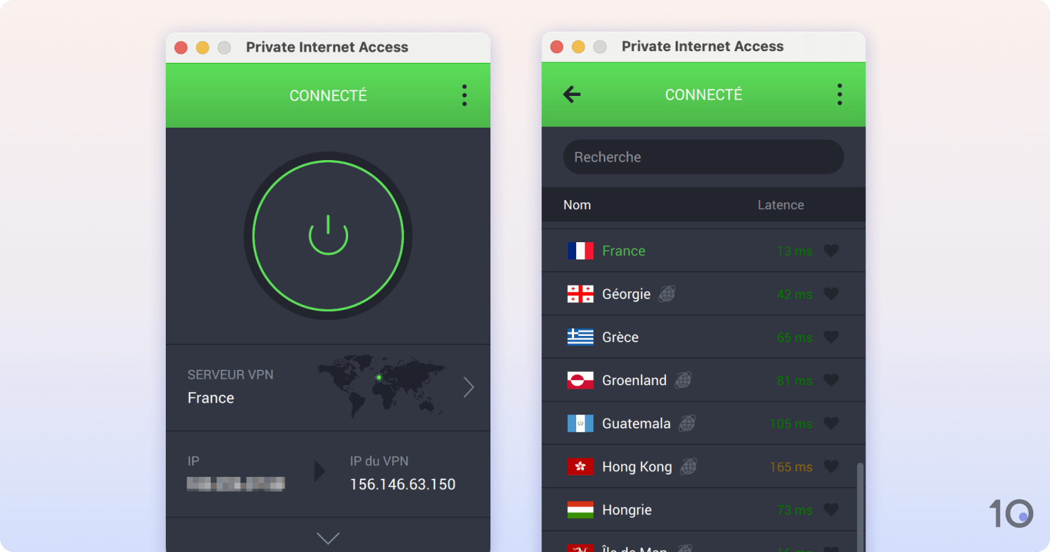 L'application de Private Internet Access pour macOS