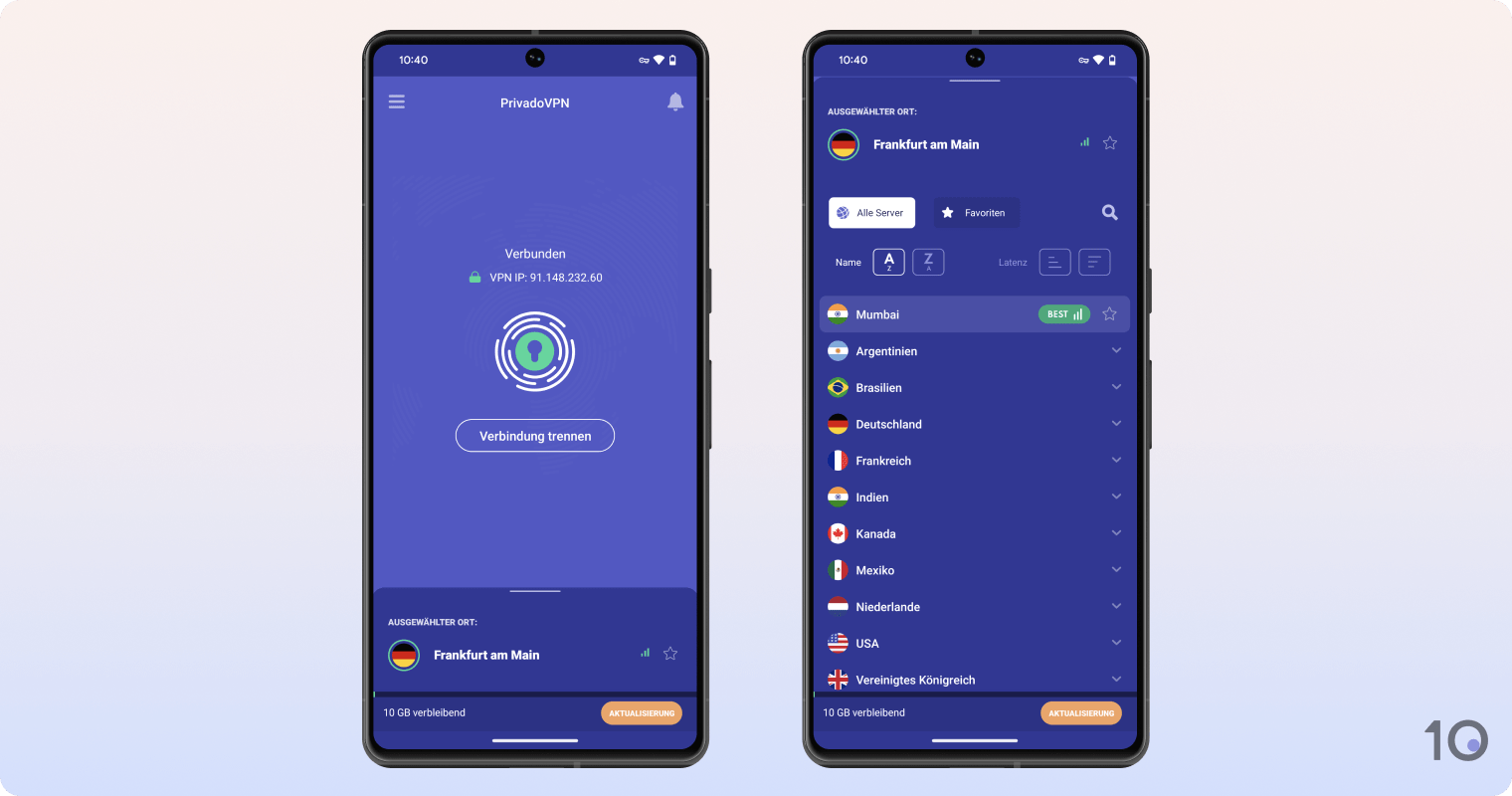 PrivadoVPNs App für Android