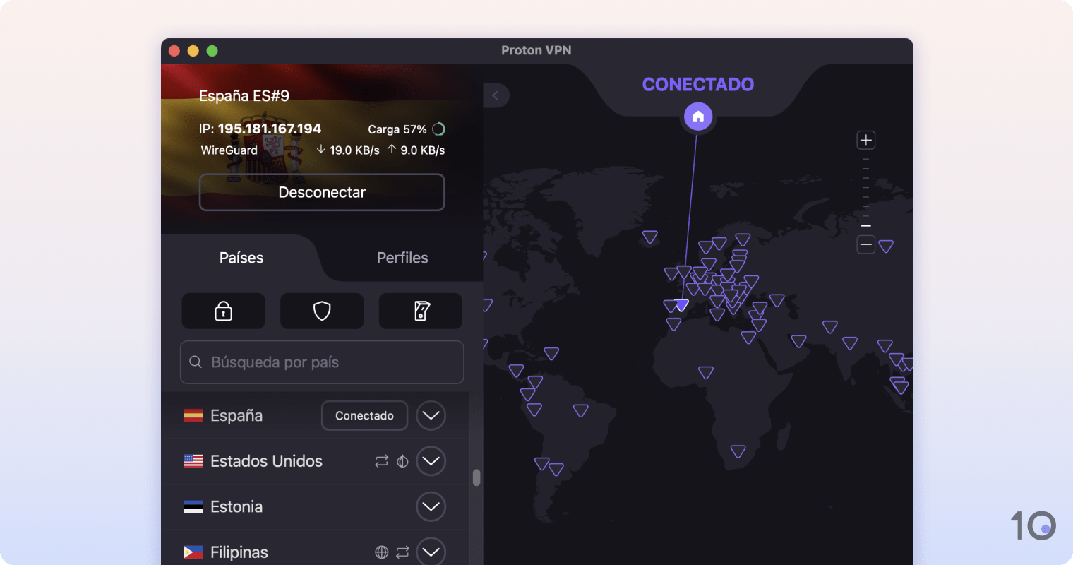 Aplicación de Proton VPN para macOS