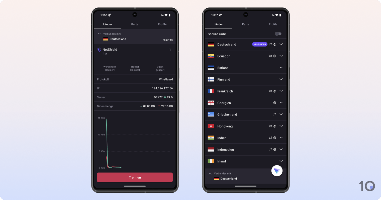 Proton VPNs App für Android