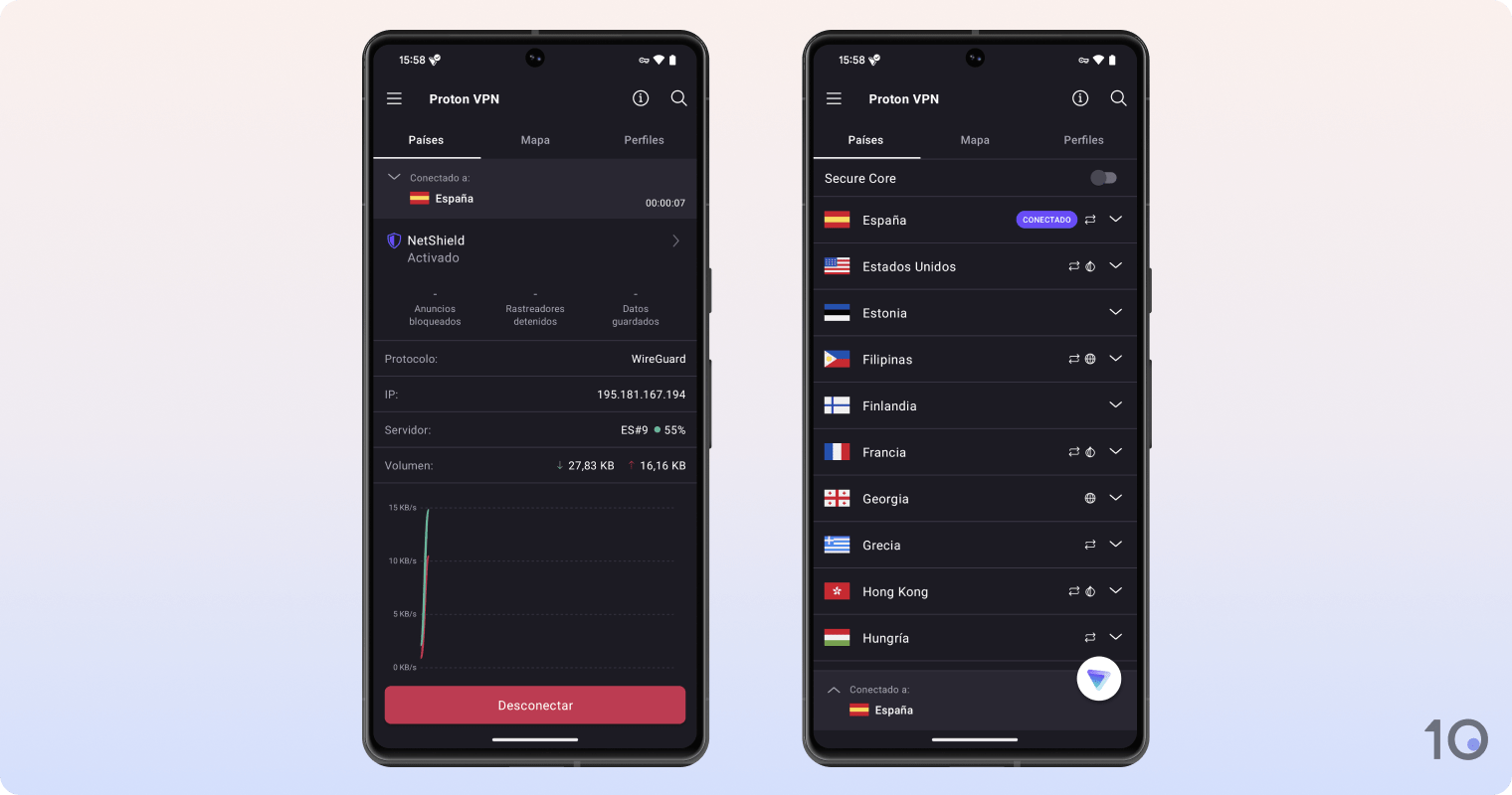 Aplicación de Proton VPN para Android