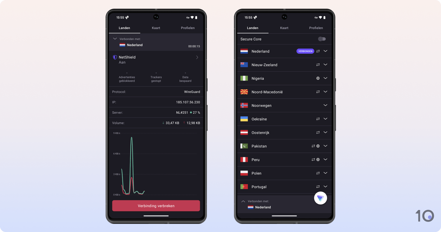 Proton VPN's app voor Android