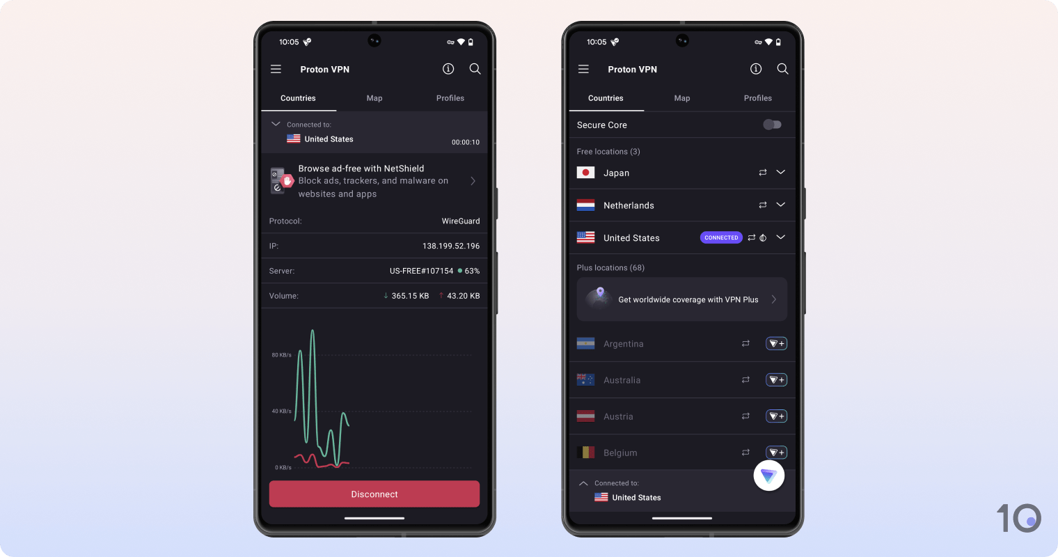 Proton VPN Free's app for Android