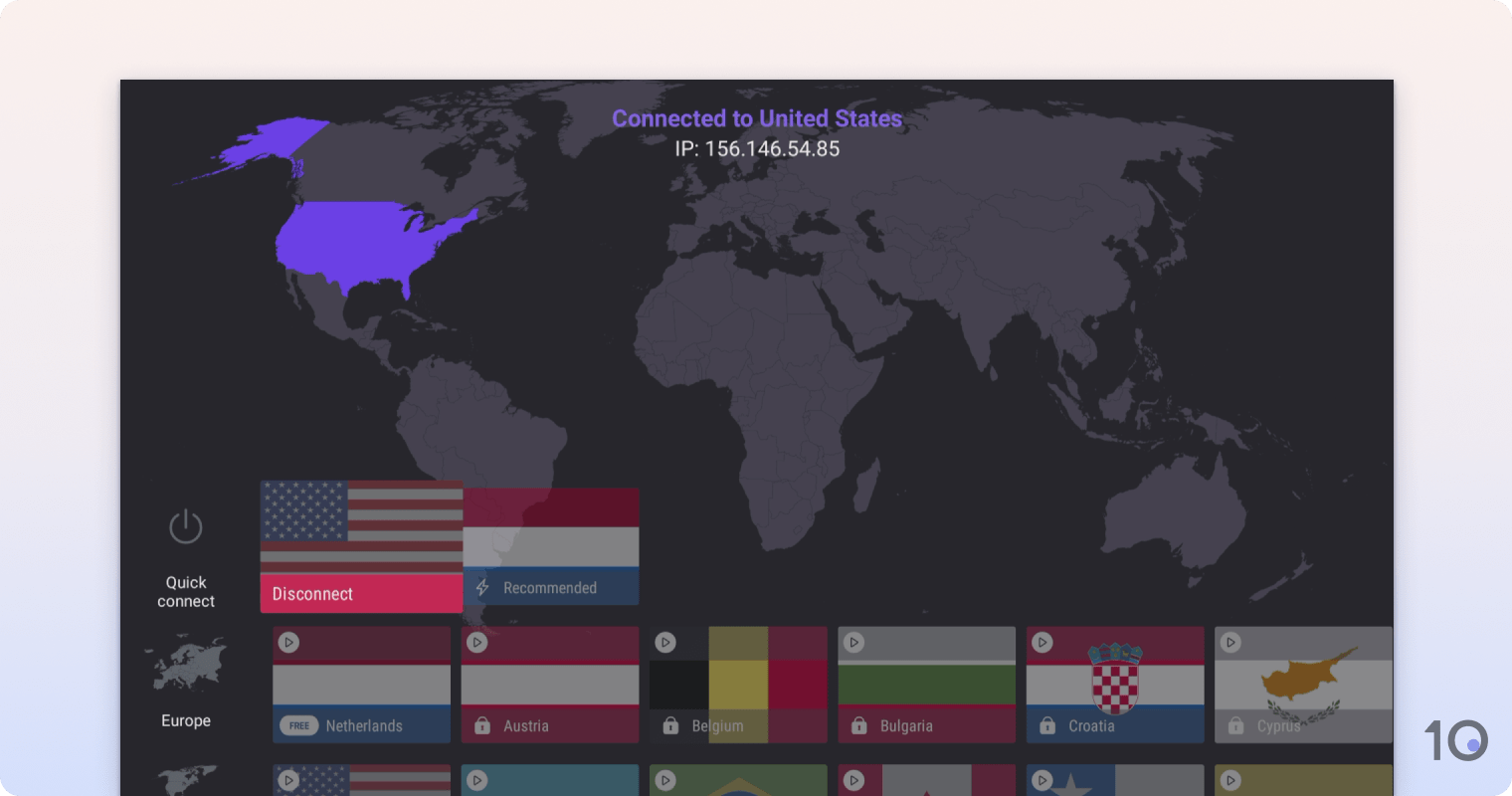 Proton VPN Free's app for Fire TV