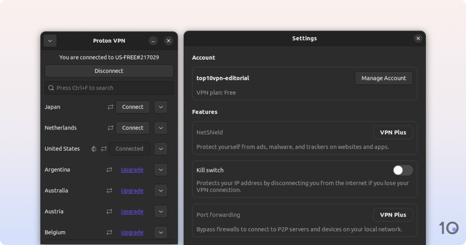 Proton VPN Free on Linux