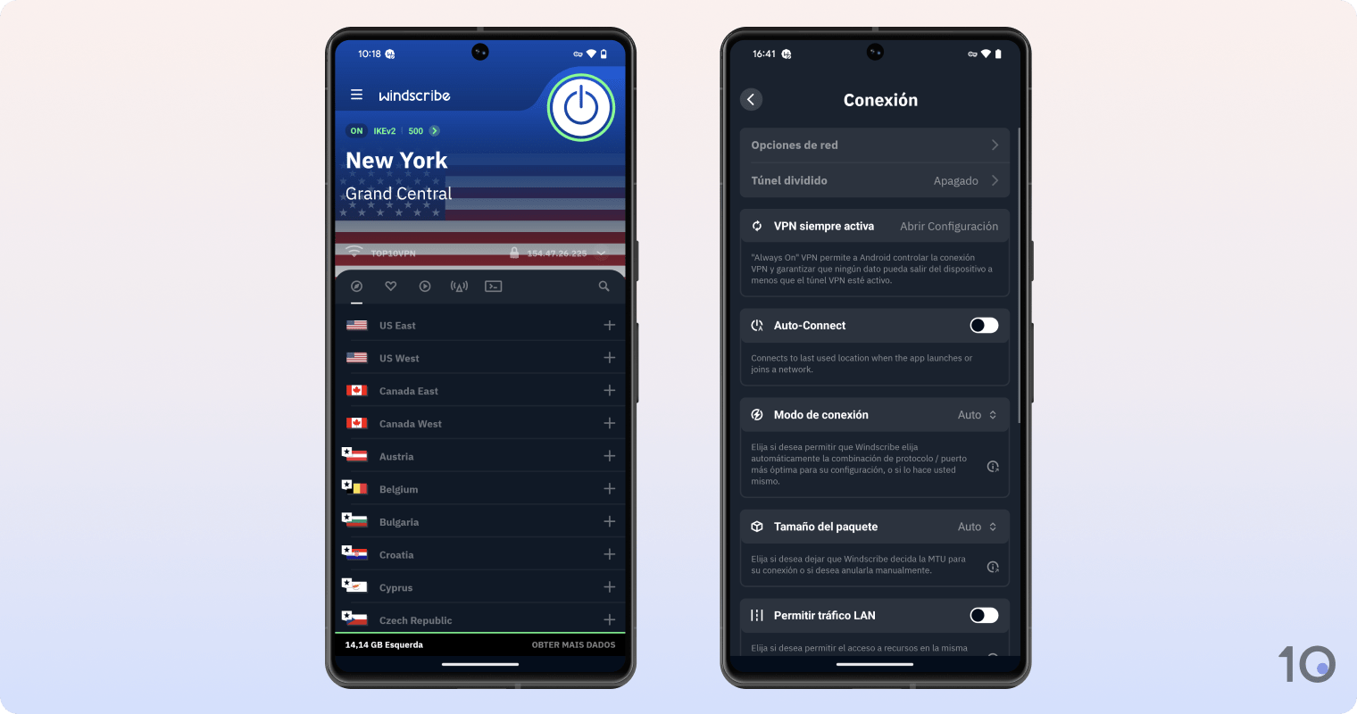 Aplicación VPN gratis de Windscribe para Android