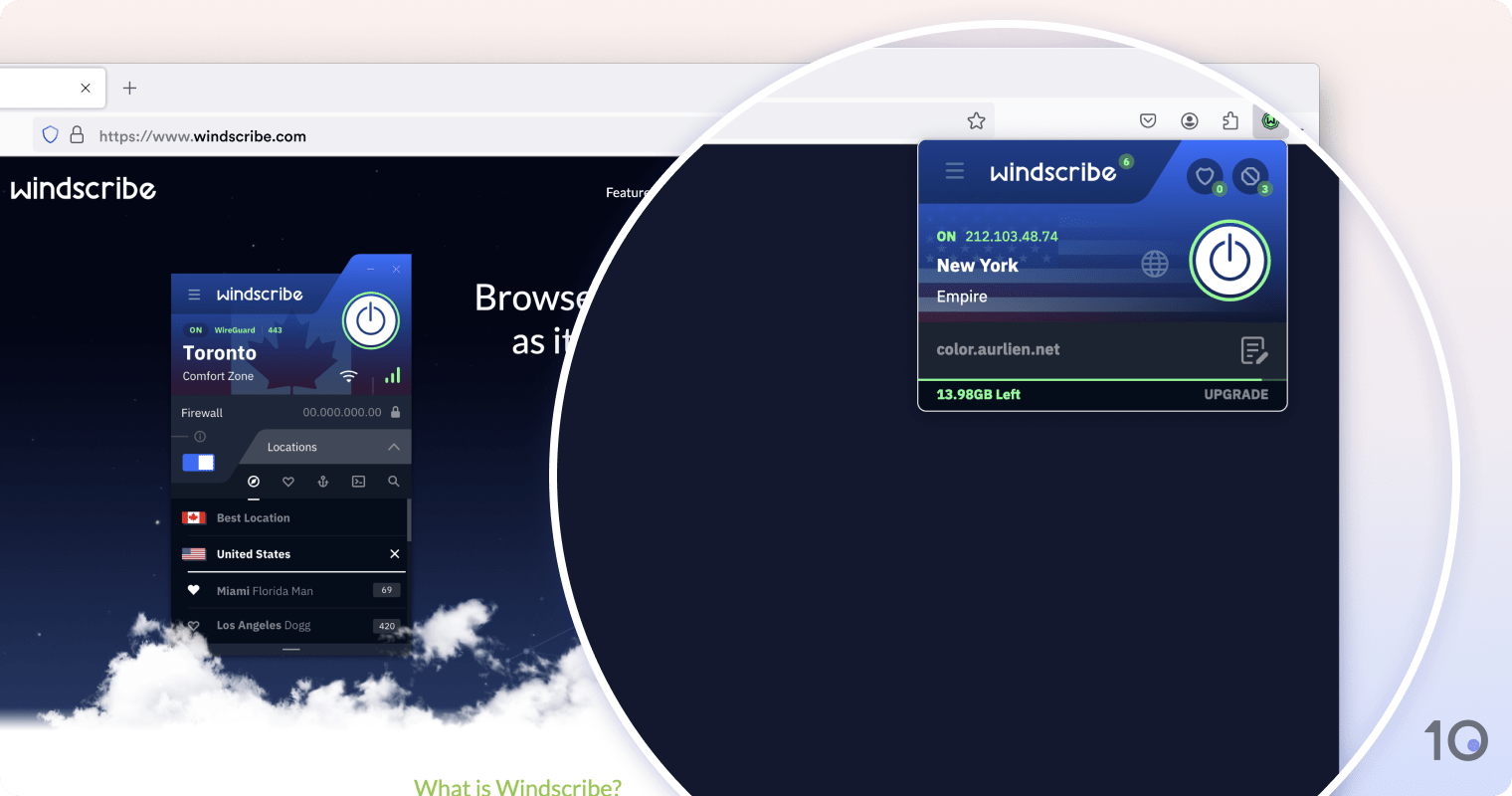 L'estensione gratuita di Windscribe per Firefox